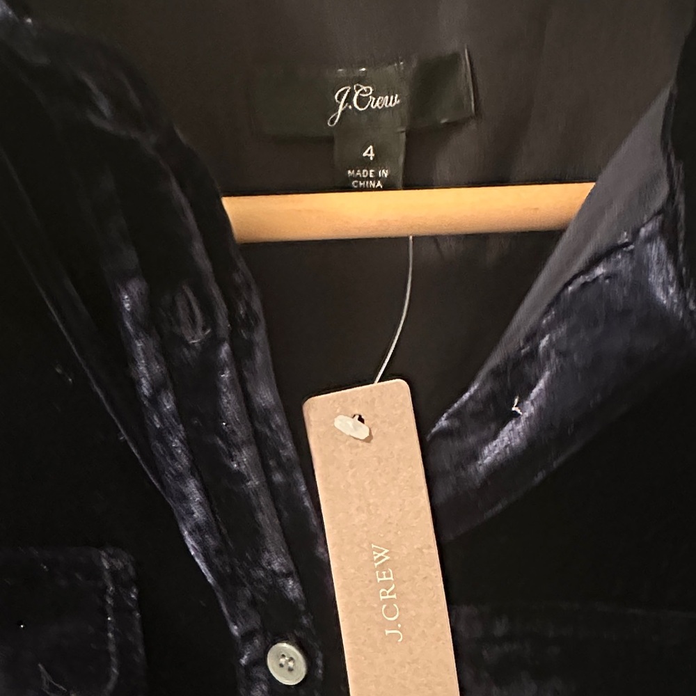 J. Crew Women's Velvet Button Shirt - Deep Navy velvet Blue